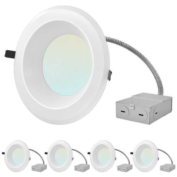 Luxrite 8 Inch Commercial LED Recessed Downlight 4 CCT Selectable 25/29/33W 2400/2700/3000LM Dimmable 4-Pack LR23954-4PK - main